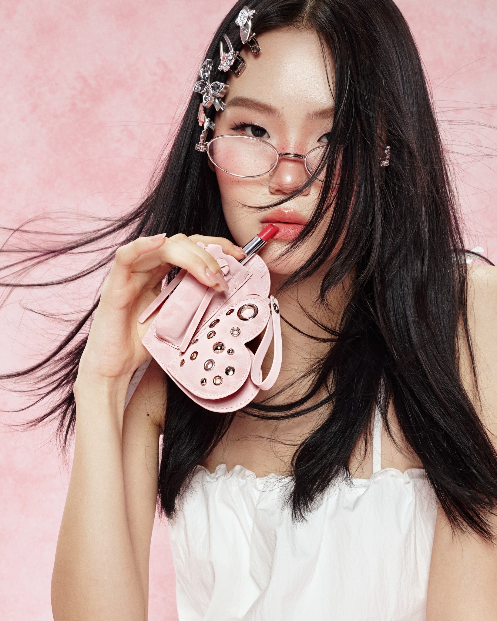 Charm EYELET HEART Lipstick Case